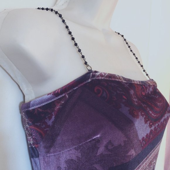 Vintage Rare Beaded Chain Spaghetti Straps Sexy Dress - Picture 1 of 12